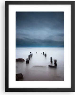 Produktbild von Gerahmtes Poster - Schwarzer Rahmen - Wellenbrecher Nebel Nacht - 30x40 cm - Wand Bild - Wanddeko - Wandbilder - Kunstposter - Wandposter - Bilderrahmen - Bilder - Kunstdruck - P2BPA30x40-4416