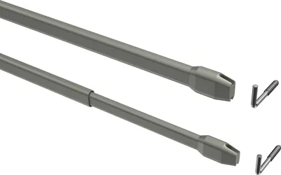 Two telescopic rods and two small metal pins are shown against a white background.