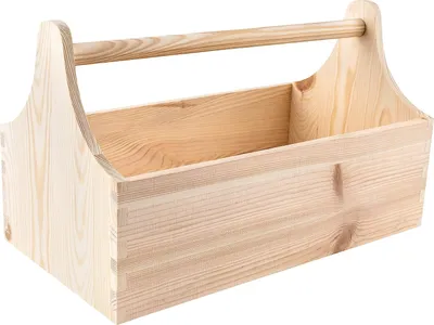 Produktbild von Creative Deco Werkzeugkiste Holz | Werkzeugkasten aus Holz | Maße 34 x 18 x 20,5 cm (+/- 0,5 cm) | Werkzeugkoffer leer | Naturbelassene Toolbox mit Griff | Männerhandtasche | Geschenkbox