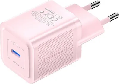 Produktbild von Wandladegerät, Vention, FEPP0-EU, USB-C, 20 W, GaN (rosa)