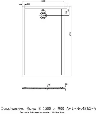 Produktbild von Hoesch Mineralguss-Duschwanne Muna S 150x90x3cm, weiß, ohne Antirutsch
