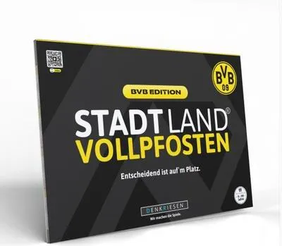 Immagine prodotto di DENKRIESEN - Stadt Land VOLLPFOSTEN - Edizione BVB - 'Decisivo è in campo' - Blocco partite DIN A4