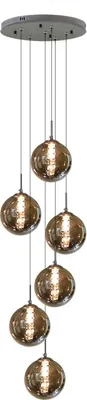 Produktbild von ZMH Pendelleuchte esstisch 6 Flammig Graun Pendellampe Höheverstellbar Kronleuchter Hängeleuchte Glas für Wohnzimmer Schlafzimmer Küche Flur