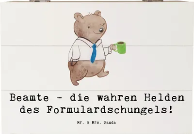 Produktbild von Mr. & Mrs. Panda Geschenkbox Beamtin Heldin 22 x 15 cm - Weiß - Geschenk, Hingabe, personalisierte Geschenke, Berufspassion, Beruf, Präzision, Box, Beamte, Berufsleben