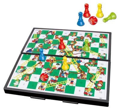 Produktbild von Magnetisches, zusammenklappbares Schlangen-Brettspielset, tragbares Mini-Familienspaßgeschenk für Kinder und Erwachsene
