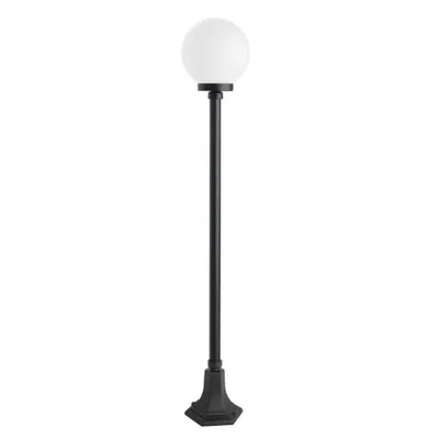 Productafbeelding van Tuinlamp 148 cm, bolvormig, wit of gerookt glas, 20 cm diameter, 1xE27 fitting, zwart, IP43, SU-MA KULE K 5002/1/KP 200