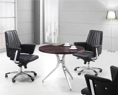 Produktbild von Büro Eintrichtung 4 tlg. Set Runder Tisch Wartezimmer Sessel 3x Lehnstuhl Holz