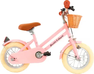 Produktbild von Bandits & Angels Kinderfahrrad 12 Zoll Retro Rider pink ab 3 Jahren - Metall-Kinderfahrrad für Mädchen - Inklusive Lenkerkorb - Verstellbarer Sattel und Lenker - 12-Zoll-Luftreifen