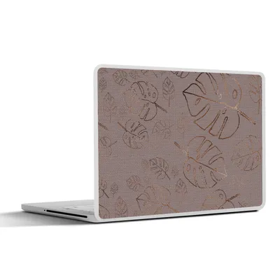 Produktbild von MuchoWow® Laptop Aufkleber Sticker Cover Muster - Lila - Bronze - Blätter 31x22.5 cm - Laptop-Deko