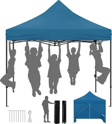 Image de Gazebo de jardin pliable Rootz - Pavillon d'extérieur - Tente pliante - Protection contre les UV - 289 cm x 330 cm x 289 cm
