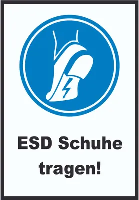 Produktbild von ESD Schuhe tragen Schild Fußschutz gegen elektrostatische Aufladung A5 (148x210mm)
