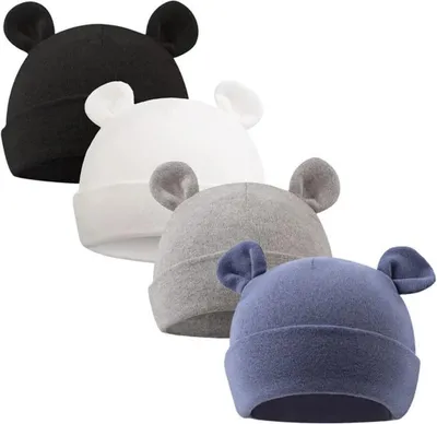 Image de Azomor : bonnet pour bébé unisexe, doux et chaud, avec d'adorables oreilles d'ours, pour les nouveau-nés