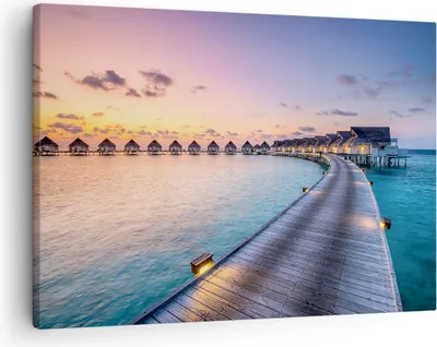 Produktbild von Bild auf Leinwand - Leinwandbild - Malediven Meer - 70x50cm - Wand Bild - Wanddeko - Wandbilder - Leinwanddruck - Bilder - Kunstdruck - Wanddekoration - Leinwand bilder - Wandkunst - AA70x50-4082