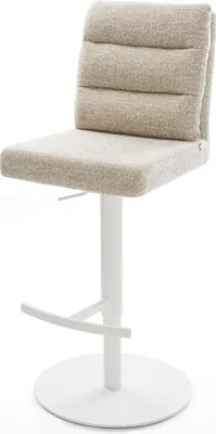Produktbild von DELIFE Barstuhl Pela-Flex Webstoff Soft Beige Drehfuß höhenverstellbar Metall Weiß