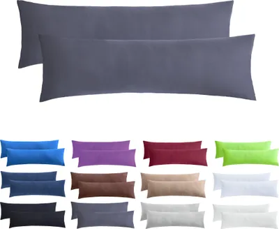 Produktbild von 2er Set Kissenbezüge Kissenhüllen 100% Baumwolle 40x145 cm Anthrazit grau