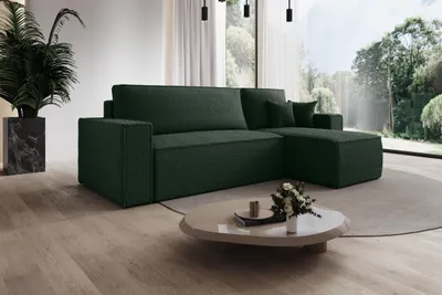 Produktbild von Modernes Ecksofa Milano L-Form mit Schlaffunktion & Bettkasten, Couchgarnitur mit Ottomane, Stoffsofa für Wohnzimmer Modernes Design