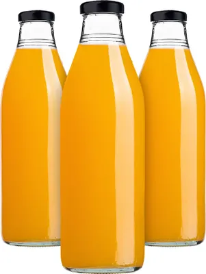 Obrázek produktu pro KADAX láhve na džusy 1 litr, 3 kusy, černé, skleněné láhve se šroubovacím uzávěrem fi43mm, prázdné láhve na zavařování, zavařovací láhve na plnění džusů a sirupů