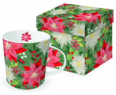 Produktbild von PPD Merry Poinsettia Trend Mug, in Geschenkbox, Tasse , Becher, New Bone China, 400 ml, 360303396