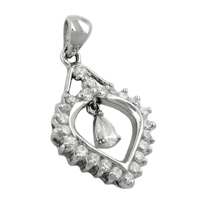 Produktbild von Anhänger 24x17mm Herz mit vielen Zirkonias rhodiniert Silber 925 silber 24x17mm