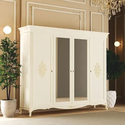 Produktbild von Casa Padrino Luxus Barock Schlafzimmer Schrank Creme 248 cm - Barock Schlafzimmer Möbel