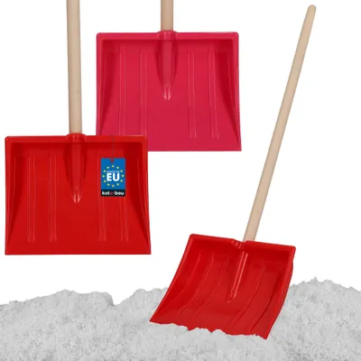Obrázek produktu pro KOTARBAU® Sada 2 dětských lopat na sníh 25 x 20 cm Lopata na sníh s dřevěnou násadou 82 cm Dětská lopata Lehká a bezpečná Lopata na sníh Malá červená a růžová