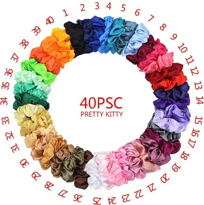Image de INF Chouchous en satin pour cheveux, lot de 40 chouchous colorés