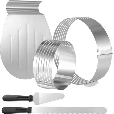 Produktbild von Famanu Tortenring-Set 5-teilig - Verstellbare Tortenringe und Zubehör