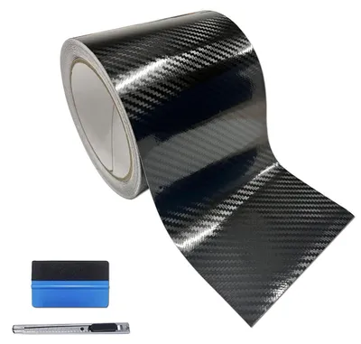 Produktbild von 5D Glanz Carbon Folie 7,5cm x 900cm Schwarz Selbstklebend Autofolie Dekorstreifen