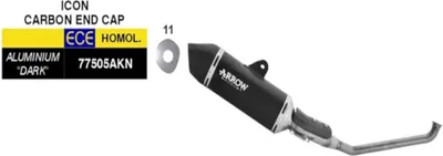 Produktbild von ARROW Icon Genehmigt Schwarzer Aluminium Slip-On Auspuff für Zontes ZT125-U
