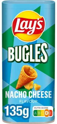 Zdjęcie produktu dla Lay's Bugles Nacho Cheese Snack 135g – Chrupiące przekąski kukurydziane z serkiem nacho