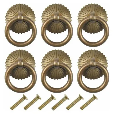 Produktbild von Set mit 6 Vintage-Möbelgriffen, Schubladengriffen, antiken Griffen, Möbelknöpfen für Küchenschränke, Kommoden, Türen (Antik)