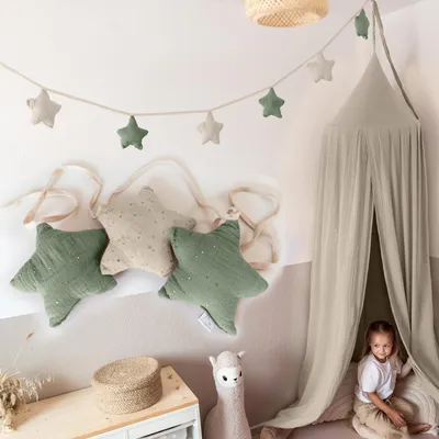 Produktbild von Sternenkette für Kinderzimmer - handgenähte Stoff-Girlande