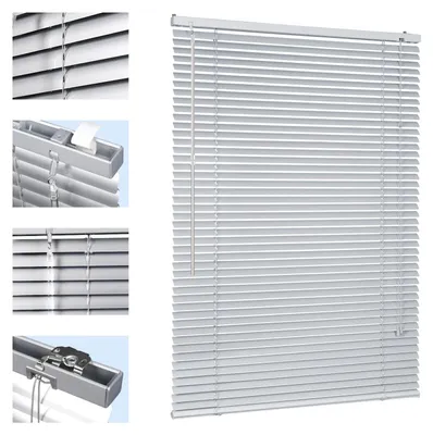 Produktbild von Sekey Klemmfix-Jalousie für Fenster freihängend, 25mm Alu-Lamellen, mit Bohren, inklusive Montagematerial Aluminium-Jalousie ohne Bohren, 60x130cm,Silber