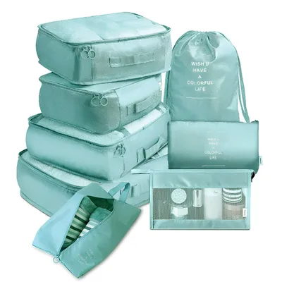 Imagen del producto de Bolsa de almacenamiento para viajes, juego de 8 unidades, color verde