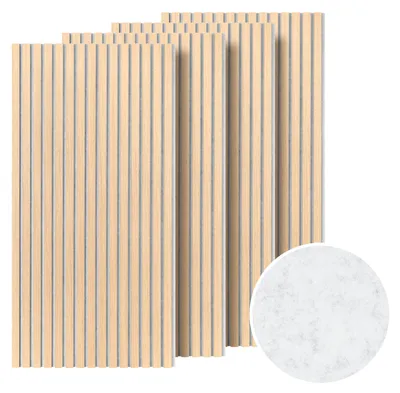 Immagine prodotto di Pannelli acustici ISOISL per pareti, dimensioni 120x60 cm, finitura rovere bianco, feltro grigio, trattamento UV, confezione da 4 pezzi