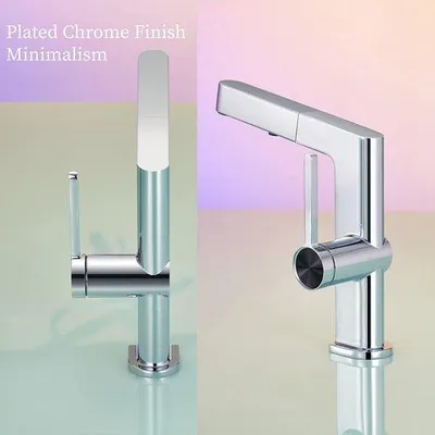 Produktbild von Famanu Waschbeckenarmatur mit Handbrause - Chrom, ausziehbare Handbrause mit 2 Strahlarten
