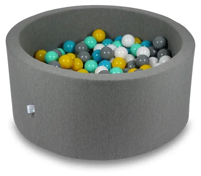 Produktbild von Trockenbecken 90x40cm grau mit 300 Bällen: weiß, grau, türkis, gelb, mint