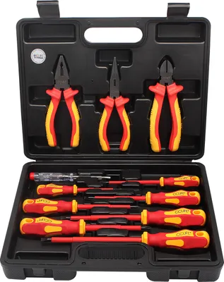 Produktbild von CCLIFE Elektriker VDE Schraubendreher Zangen Set 11tlg Isoliert Elektro Schraubenzieher, Color:Isolierter Schraubendreher Set, 11tlg