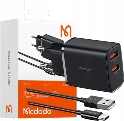 Produktbild von Mcdodo Uniwersalna Ładowarka Sieciowa 2xusb 12w + Szybki Kabel Usb Usb-c 1m