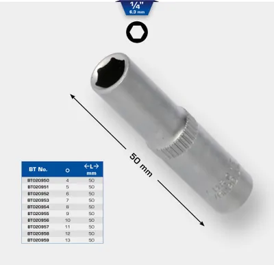 Immagine prodotto di BRILLIANT TOOLS 1/4" esagono incassato versione lunga 7 mm - BT020953