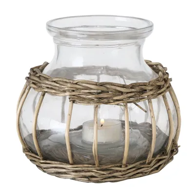 Produktbild von Boltze Velato, Vase mit runder Form, Glas, Weiden, Braun, Transparent, Tisch, Drinnen, 140 mm
