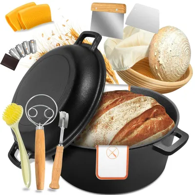 Productafbeelding van Gusseisen broodvorm met deksel, 26 cm, 5 liter, inclusief bakaccessoires