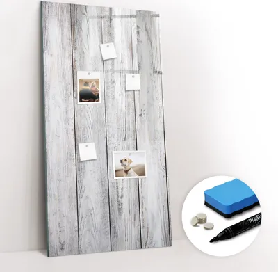 Produktbild von Magnetpinnwand Memoboard - Zubehörsatz - Schwarzer Marker + Schwamm + Magnete - 60 x 120 cm - Lackiertes Holz