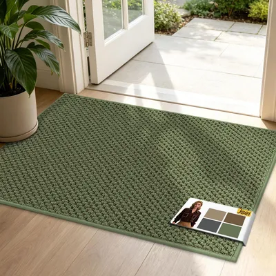 Produktbild von Fußmatte rutschfest waschbar Schmutzfangmatte 60x90cm Grün