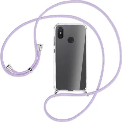 Produktbild von Handykette Backcover-Schutzhülle mit Band (Metall silberfarben) für Xiaomi Mi 8 / Mi 8 Pro - violett