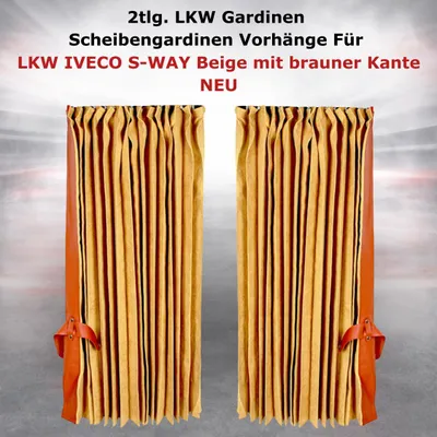 Image de Camion 2 tonnes, rideaux, stores, draperies pour camion IVECO S-WAY, couleur beige avec bordure marron, neuf
