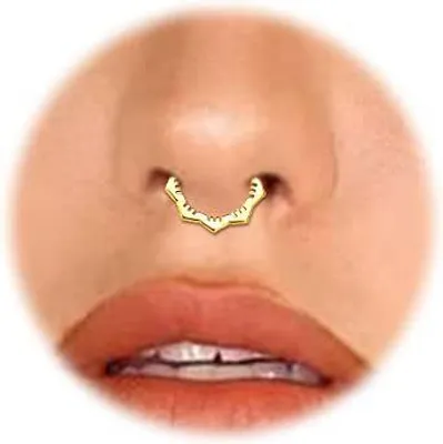 Productafbeelding van Neuspiercing, bloem, goud - Hoepelpiercing, septum - geschikt voor kraakbeen, lip, neus - dames- en heren sieraden