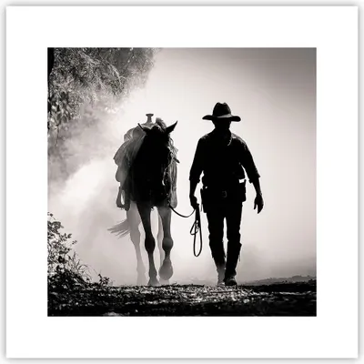 Produktbild von Poster - Poster ohne Rahmen - Cowboy Pferd Shady - 30x30 cm - Wand Bild - Wanddeko - Wandbilder - Kunstposter - Wandposter - Bilder - Kunstdruck - Wanddekoration - Wandbild - P2XAC30x30-4620