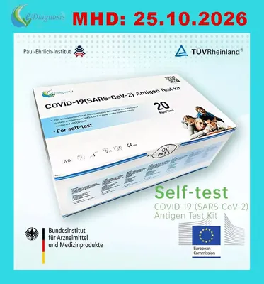Produktbild von 10 Stück   eDiagnosis Antigen Schnelltest   Antigen Test , Nasaltest, Laientest, Selbsttest, Antigentest, Einzeltest MHD 10.2026