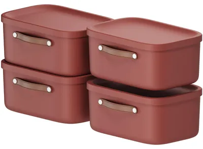 Produktbild von Rotho Aufbewahrungsbox 4er-Set 12L Maloja - Kunststoffbox 39,5 x 23,5 x 17,7 cm - Box mit Deckel - Stapelbox sicher verschließbar - Plastikbox
